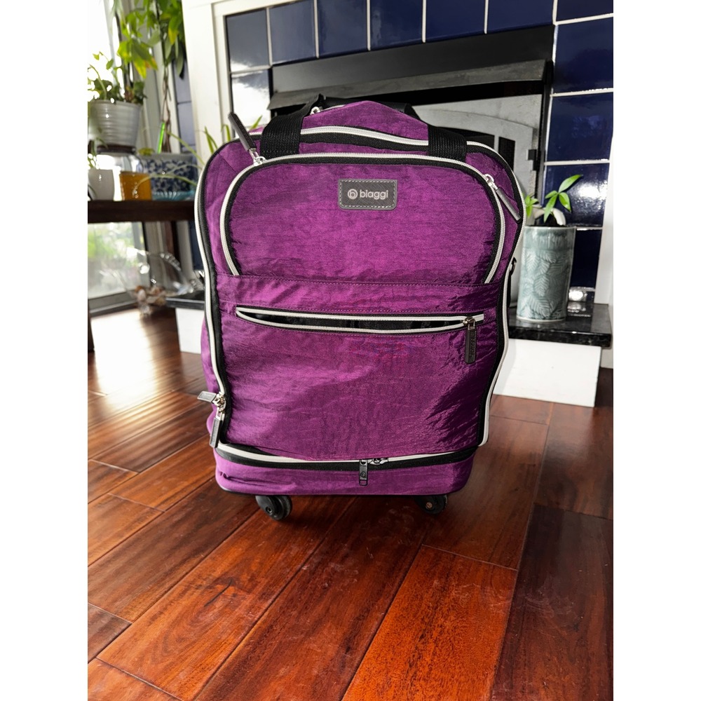 Biaggi Zipsak Spinner Suitcase Unisex OS Purple Excellent Foldable Carry On Bag